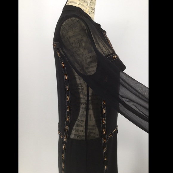 ARYN K Small Black Sheer Dress W/ Woven Inserts - Picture 9 of 15